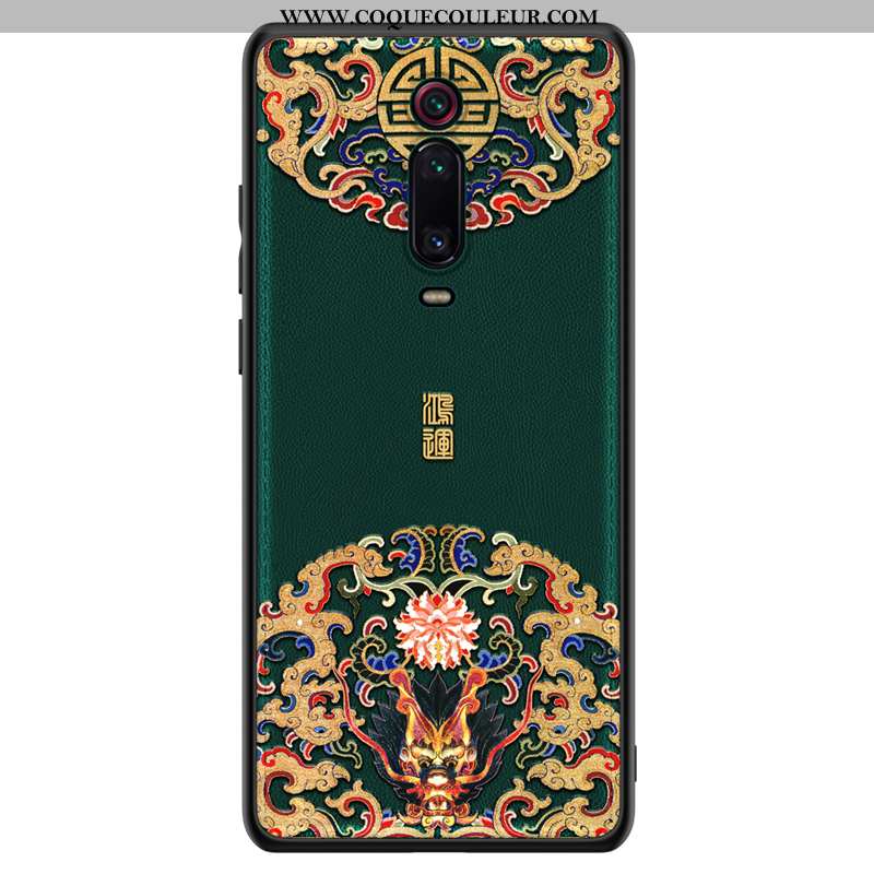 Coque Xiaomi Mi 9t Pro Cuir Étui Incassable, Housse Xiaomi Mi 9t Pro Silicone Vert Verte