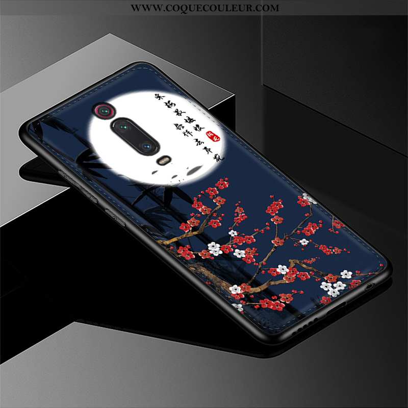 Housse Xiaomi Mi 9t Pro Verre Modèle Fleurie Tout Compris, Étui Xiaomi Mi 9t Pro Transparent Rouge N