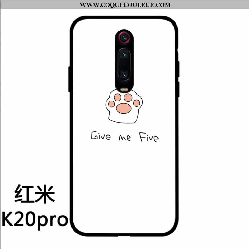 Housse Xiaomi Mi 9t Pro Verre Mignonne Chat, Étui Xiaomi Mi 9t Pro Personnalité Incassable Blanche