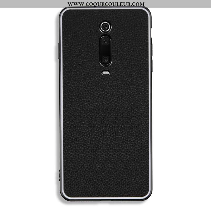 Étui Xiaomi Mi 9t Pro Silicone Cuir Couvercle Arrière, Coque Xiaomi Mi 9t Pro Mode Couleur Unie Noir