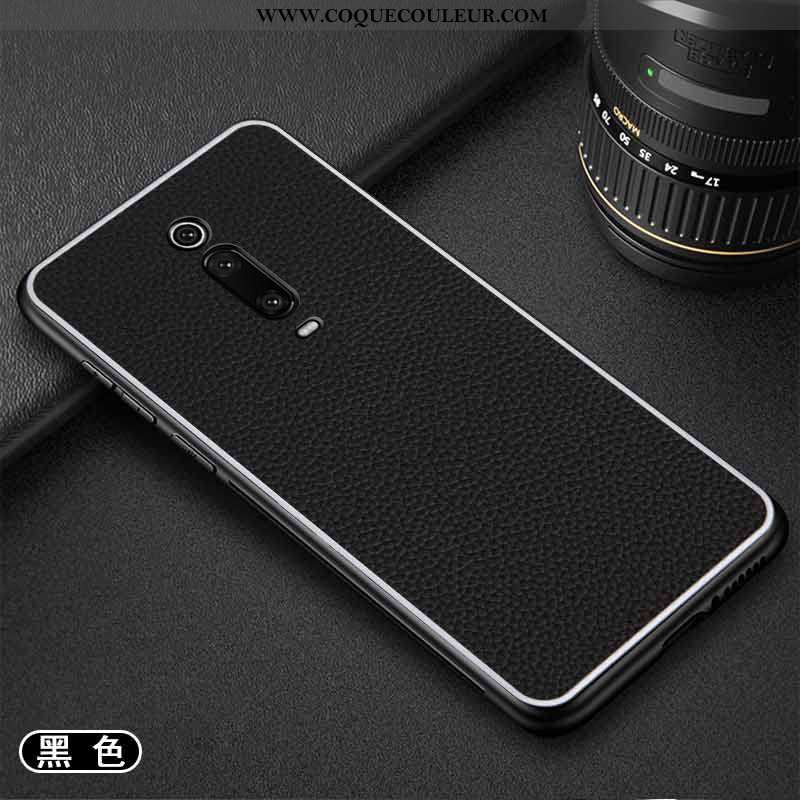 Étui Xiaomi Mi 9t Pro Silicone Cuir Couvercle Arrière, Coque Xiaomi Mi 9t Pro Mode Couleur Unie Noir