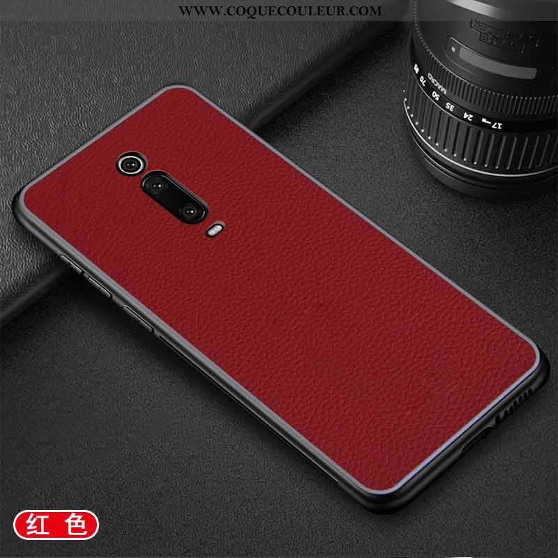 Étui Xiaomi Mi 9t Pro Silicone Cuir Couvercle Arrière, Coque Xiaomi Mi 9t Pro Mode Couleur Unie Noir