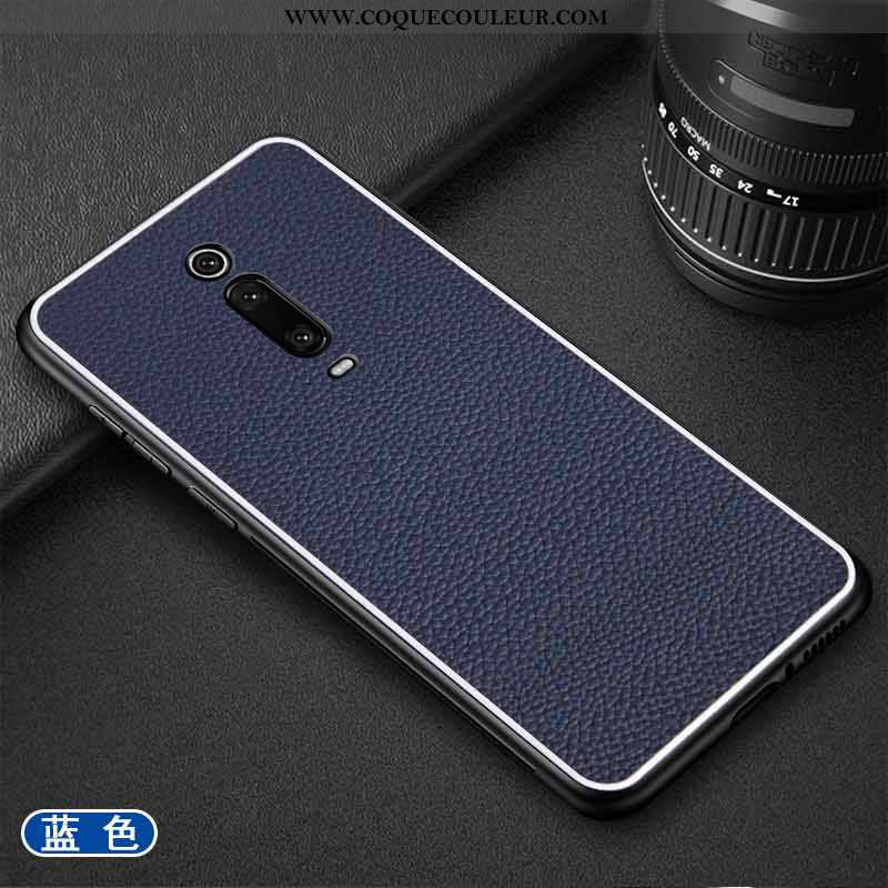 Étui Xiaomi Mi 9t Pro Silicone Cuir Couvercle Arrière, Coque Xiaomi Mi 9t Pro Mode Couleur Unie Noir