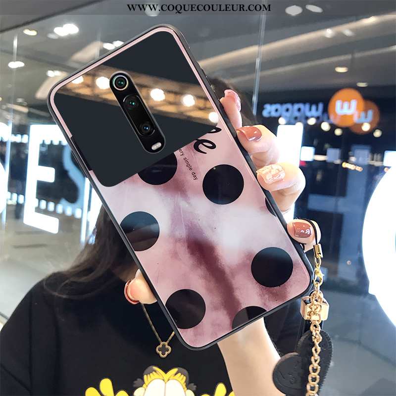 Housse Xiaomi Mi 9t Verre Tendance Frais, Étui Xiaomi Mi 9t Personnalité Coque Rose