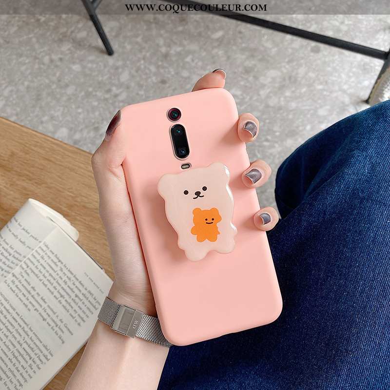 Housse Xiaomi Mi 9t Silicone Support Coque, Étui Xiaomi Mi 9t Personnalité Téléphone Portable Rose