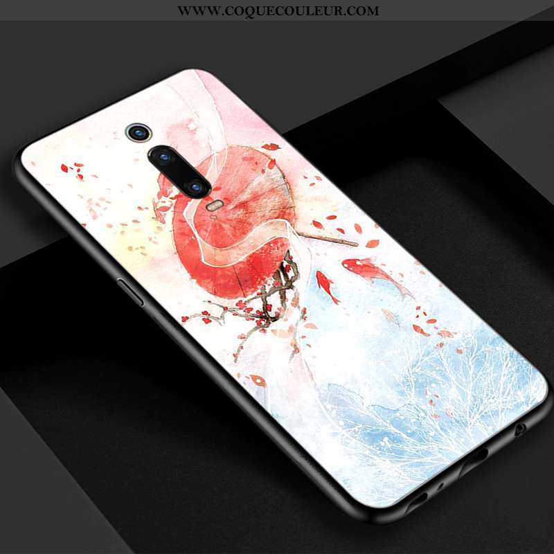 Coque Xiaomi Mi 9t Vintage Simple Téléphone Portable, Housse Xiaomi Mi 9t Verre Rouge Bleu