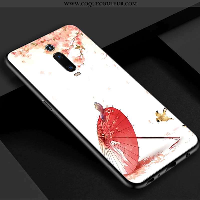 Coque Xiaomi Mi 9t Vintage Simple Téléphone Portable, Housse Xiaomi Mi 9t Verre Rouge Bleu