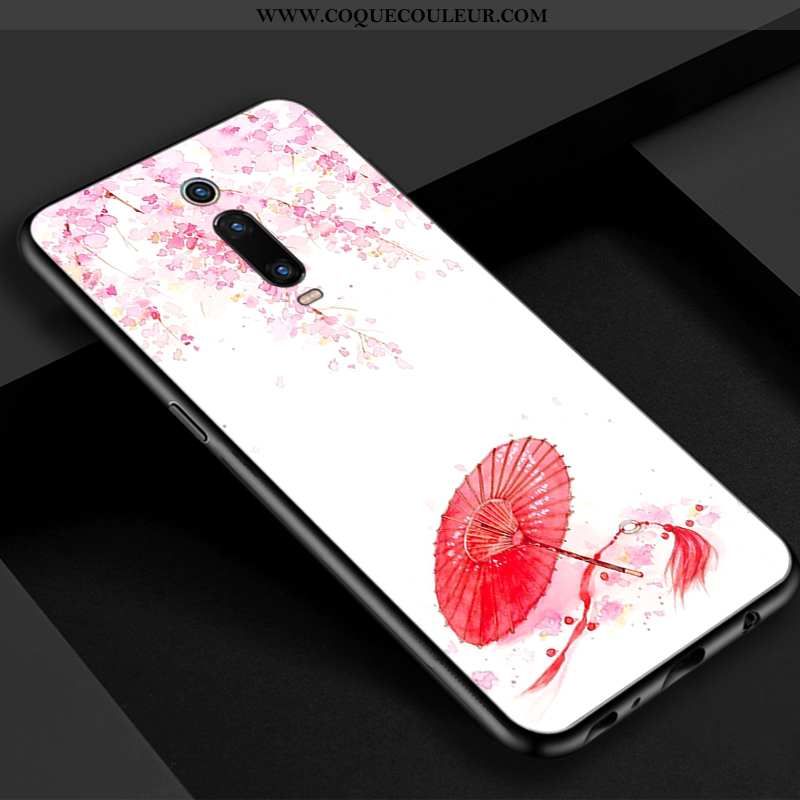 Coque Xiaomi Mi 9t Vintage Simple Téléphone Portable, Housse Xiaomi Mi 9t Verre Rouge Bleu