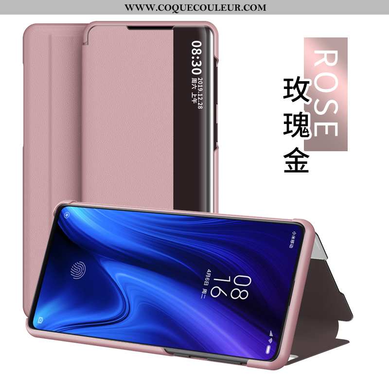 Étui Xiaomi Mi 9t Protection Rouge, Coque Xiaomi Mi 9t Cuir Petit Noir