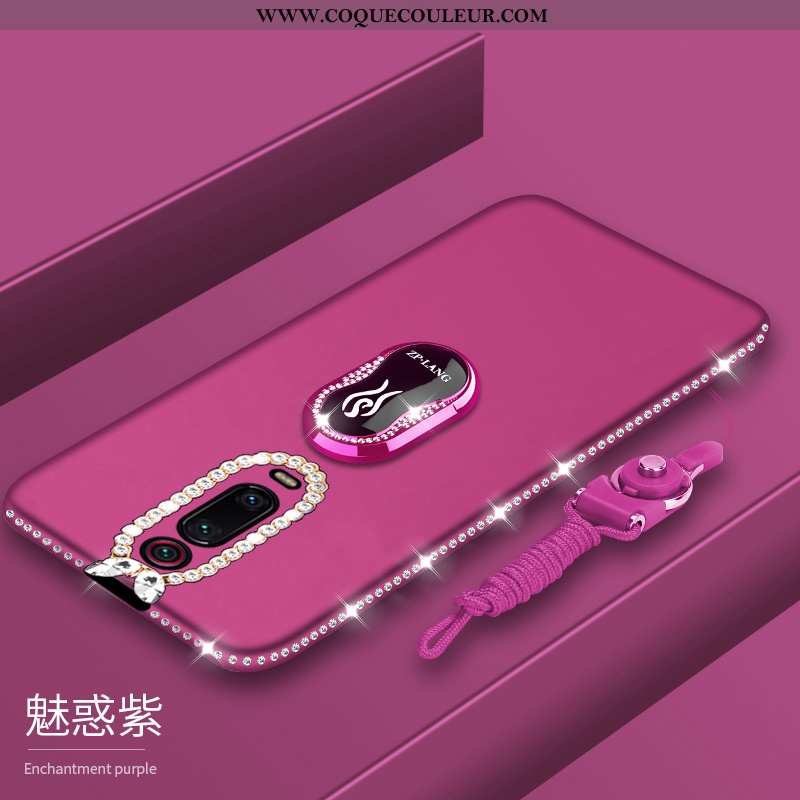 Étui Xiaomi Mi 9t Fluide Doux Coque Légère, Xiaomi Mi 9t Silicone Strass Violet