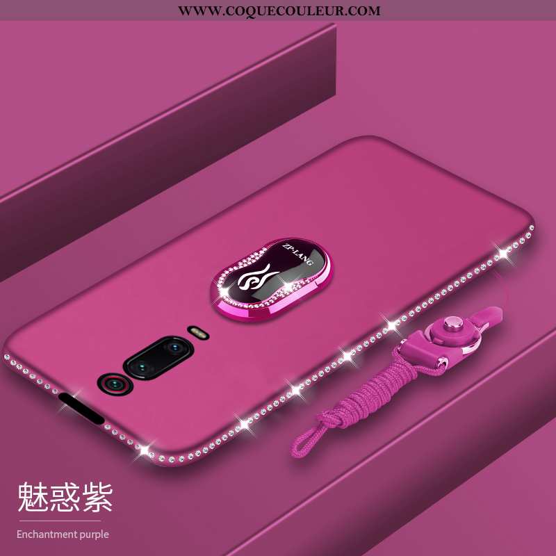 Étui Xiaomi Mi 9t Fluide Doux Coque Légère, Xiaomi Mi 9t Silicone Strass Violet