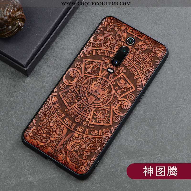 Étui Xiaomi Mi 9t Protection Vintage En Bois, Coque Xiaomi Mi 9t Créatif Marron