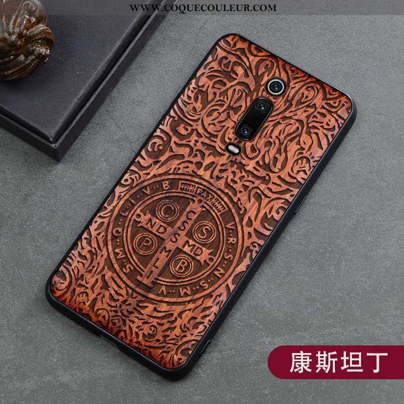 Étui Xiaomi Mi 9t Protection Vintage En Bois, Coque Xiaomi Mi 9t Créatif Marron