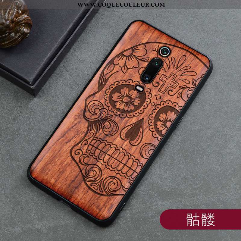 Étui Xiaomi Mi 9t Protection Vintage En Bois, Coque Xiaomi Mi 9t Créatif Marron