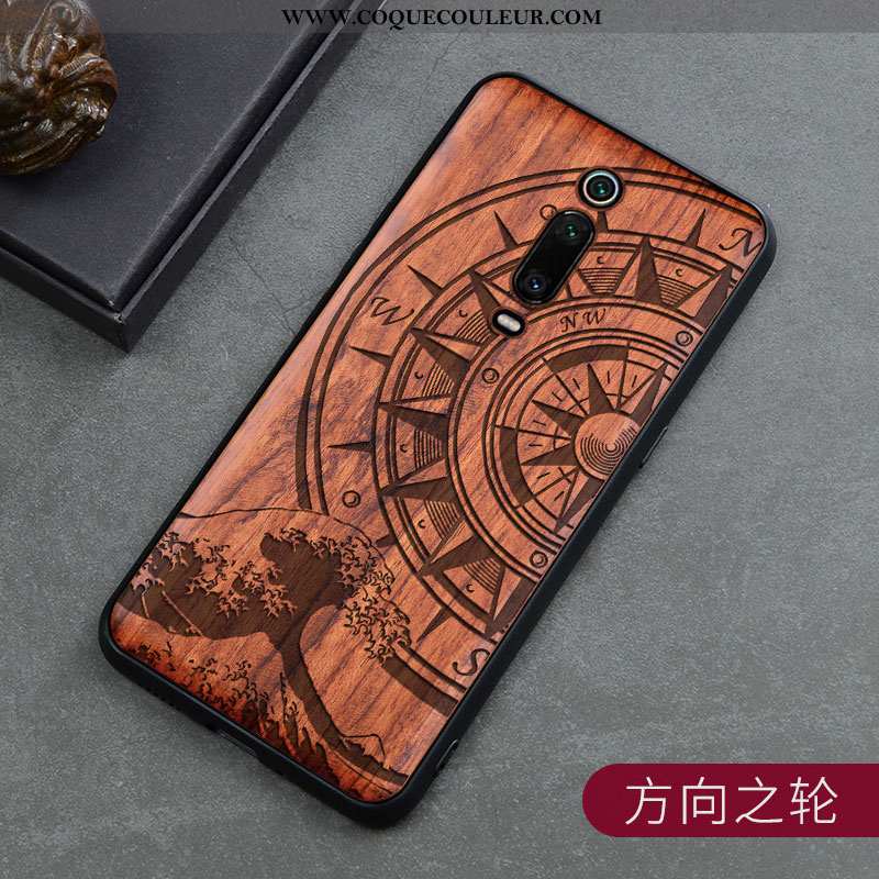 Étui Xiaomi Mi 9t Protection Vintage En Bois, Coque Xiaomi Mi 9t Créatif Marron