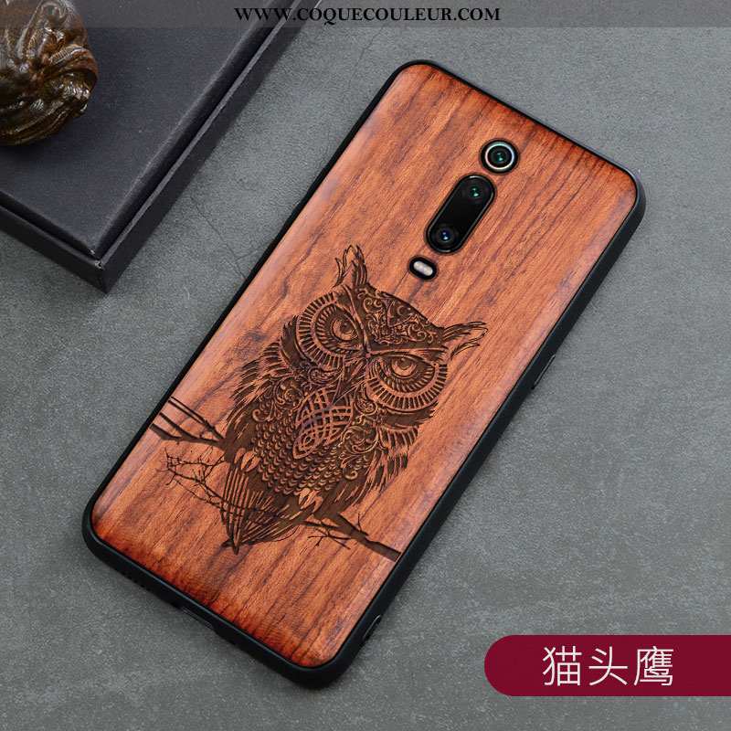 Étui Xiaomi Mi 9t Protection Vintage En Bois, Coque Xiaomi Mi 9t Créatif Marron