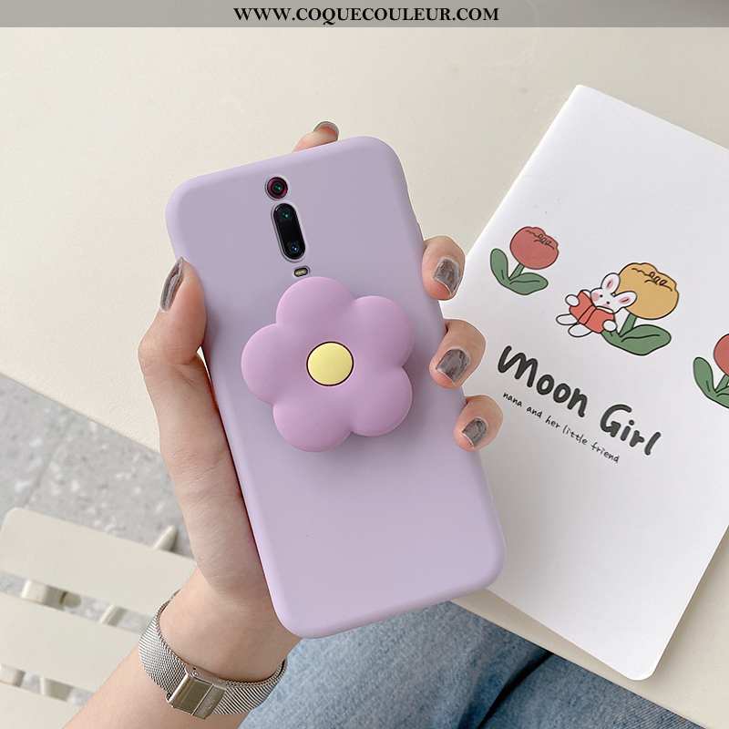 Coque Xiaomi Mi 9t Créatif Silicone Support, Housse Xiaomi Mi 9t Fluide Doux Protection Violet