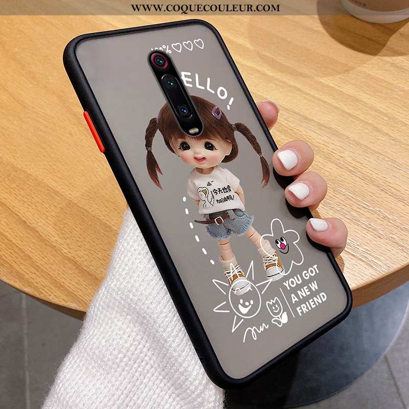 Étui Xiaomi Mi 9t Silicone Net Rouge Petit, Coque Xiaomi Mi 9t Transparent Noir