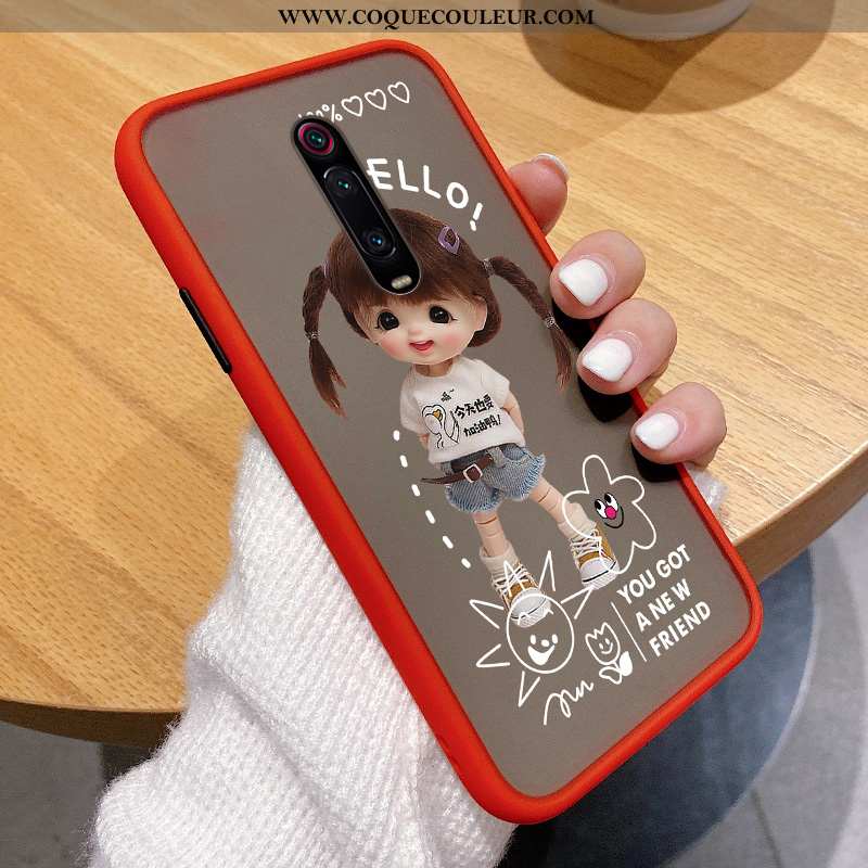 Étui Xiaomi Mi 9t Silicone Net Rouge Petit, Coque Xiaomi Mi 9t Transparent Noir