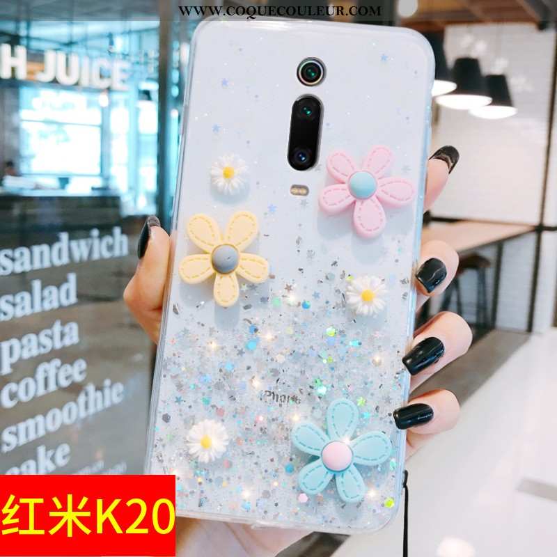 Housse Xiaomi Mi 9t Fluide Doux Transparent Net Rouge, Étui Xiaomi Mi 9t Silicone Soleil Blanche