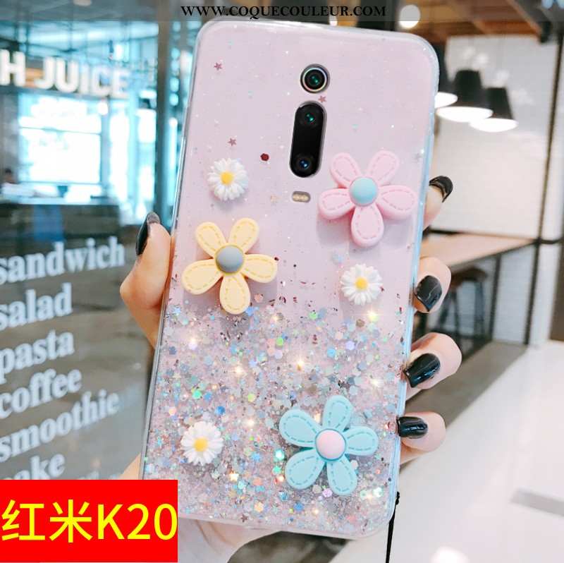 Housse Xiaomi Mi 9t Fluide Doux Transparent Net Rouge, Étui Xiaomi Mi 9t Silicone Soleil Blanche