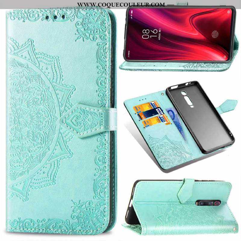 Housse Xiaomi Mi 9t Cuir Téléphone Portable Petit, Étui Xiaomi Mi 9t Protection En Relief Verte