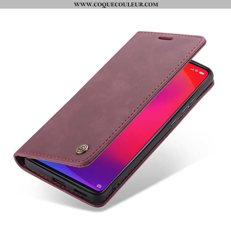 Étui Xiaomi Mi 9t Cuir Petit Téléphone Portable, Coque Xiaomi Mi 9t Carte Bordeaux