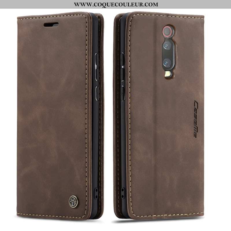 Étui Xiaomi Mi 9t Cuir Petit Téléphone Portable, Coque Xiaomi Mi 9t Carte Bordeaux