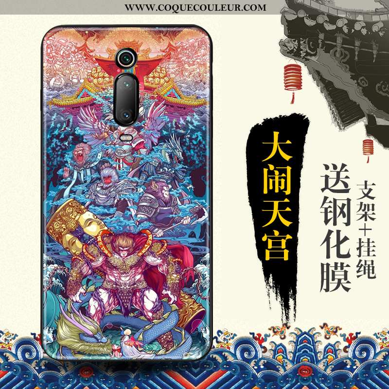 Housse Xiaomi Mi 9t Tendance Style Chinois Téléphone Portable, Étui Xiaomi Mi 9t Protection Bleu