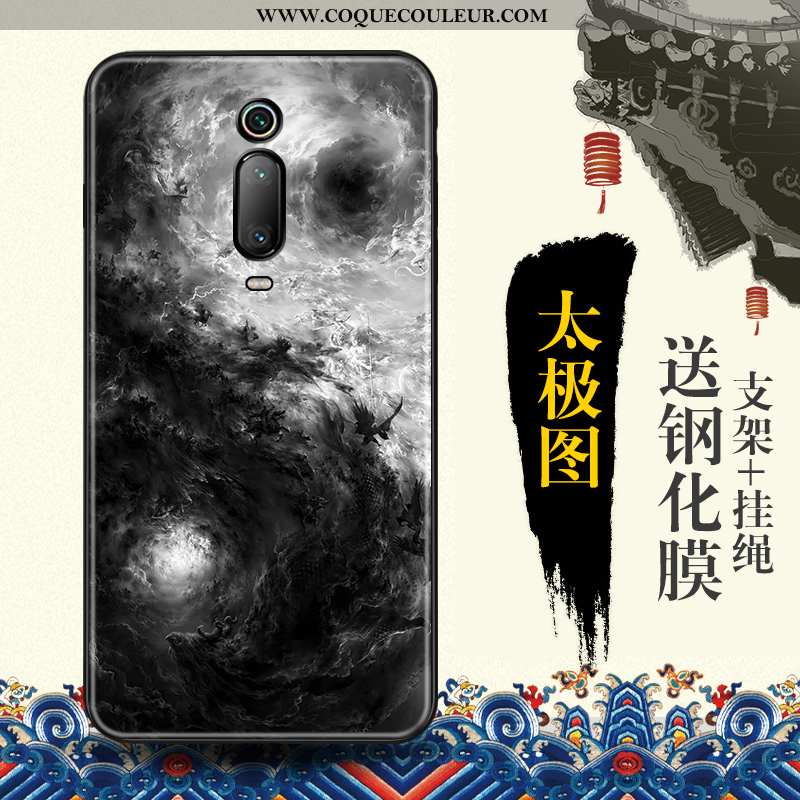 Housse Xiaomi Mi 9t Tendance Style Chinois Téléphone Portable, Étui Xiaomi Mi 9t Protection Bleu