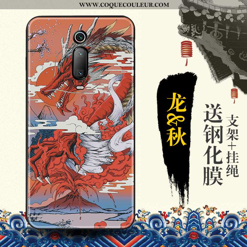 Housse Xiaomi Mi 9t Tendance Style Chinois Téléphone Portable, Étui Xiaomi Mi 9t Protection Bleu