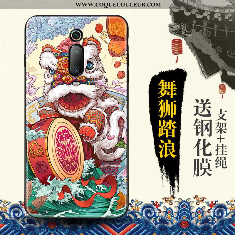 Housse Xiaomi Mi 9t Tendance Style Chinois Téléphone Portable, Étui Xiaomi Mi 9t Protection Bleu