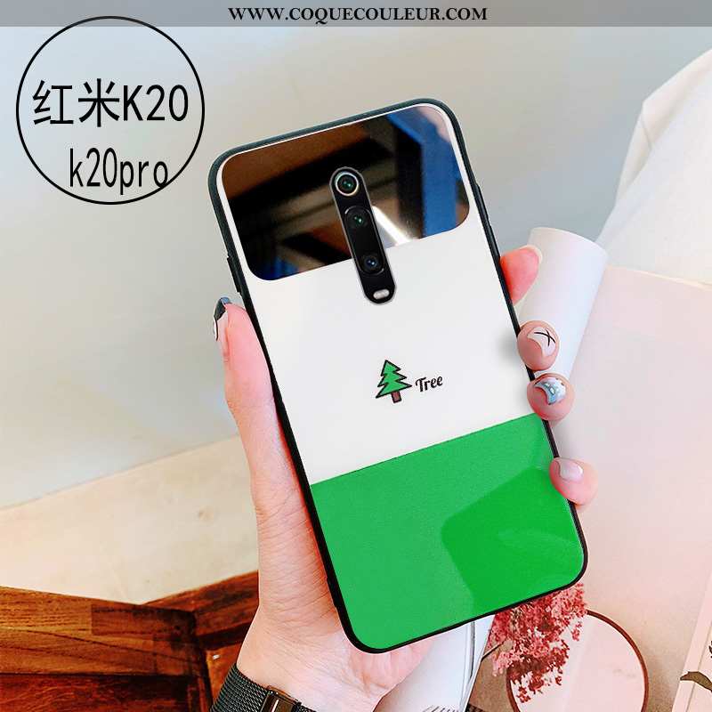 Étui Xiaomi Mi 9t Verre Protection Miroir, Coque Xiaomi Mi 9t Personnalité Vert Verte