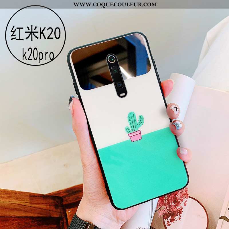 Étui Xiaomi Mi 9t Verre Protection Miroir, Coque Xiaomi Mi 9t Personnalité Vert Verte