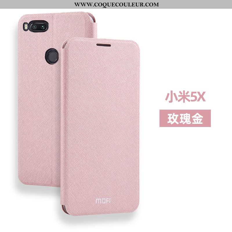 Housse Xiaomi Mi A1 Silicone Fluide Doux Cuir, Étui Xiaomi Mi A1 Accessoires Coque Rose