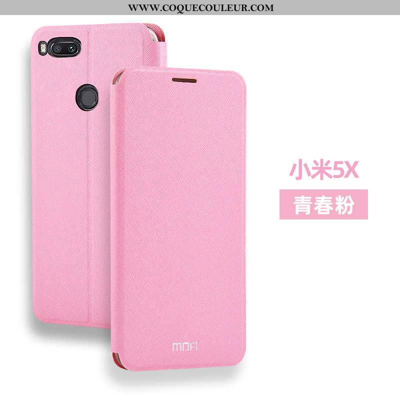 Housse Xiaomi Mi A1 Silicone Fluide Doux Cuir, Étui Xiaomi Mi A1 Accessoires Coque Rose