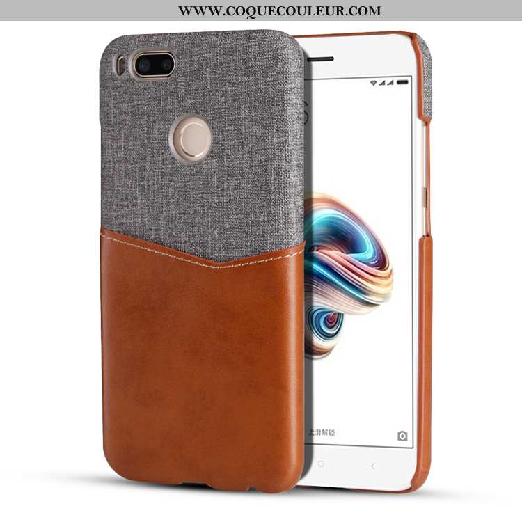 Coque Xiaomi Mi A1 Protection Petit Étui, Housse Xiaomi Mi A1 Rouge Carte Marron