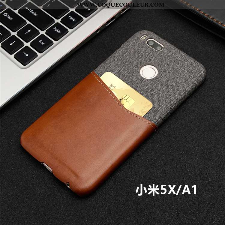 Coque Xiaomi Mi A1 Protection Petit Étui, Housse Xiaomi Mi A1 Rouge Carte Marron