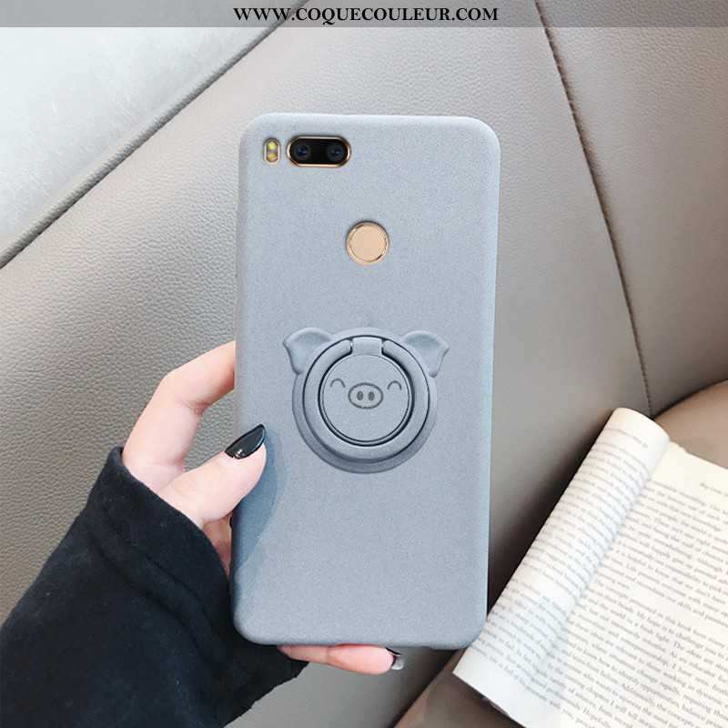 Housse Xiaomi Mi A1 Protection Coque Chic, Étui Xiaomi Mi A1 Délavé En Daim Bordure Bleu Foncé