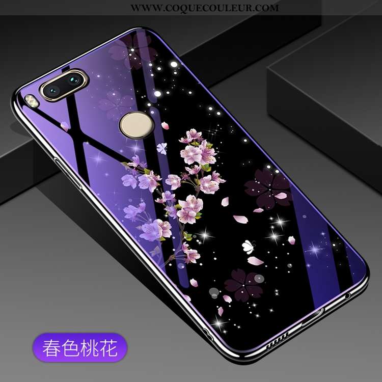 Coque Xiaomi Mi A1 Luxe Petit Miroir, Housse Xiaomi Mi A1 Verre Placage Violet