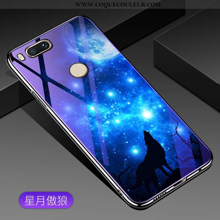 Coque Xiaomi Mi A1 Luxe Petit Miroir, Housse Xiaomi Mi A1 Verre Placage Violet