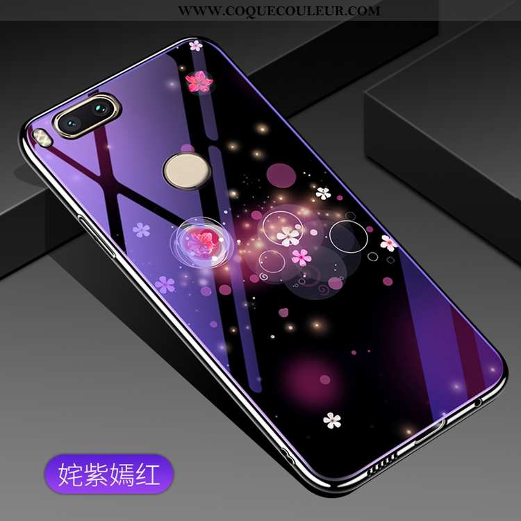 Coque Xiaomi Mi A1 Luxe Petit Miroir, Housse Xiaomi Mi A1 Verre Placage Violet