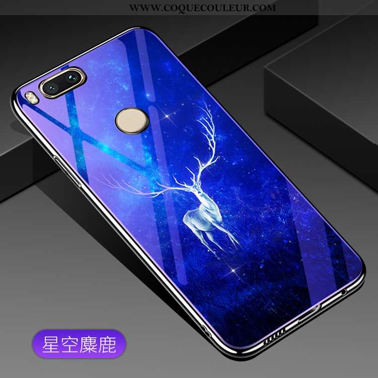 Coque Xiaomi Mi A1 Luxe Petit Miroir, Housse Xiaomi Mi A1 Verre Placage Violet