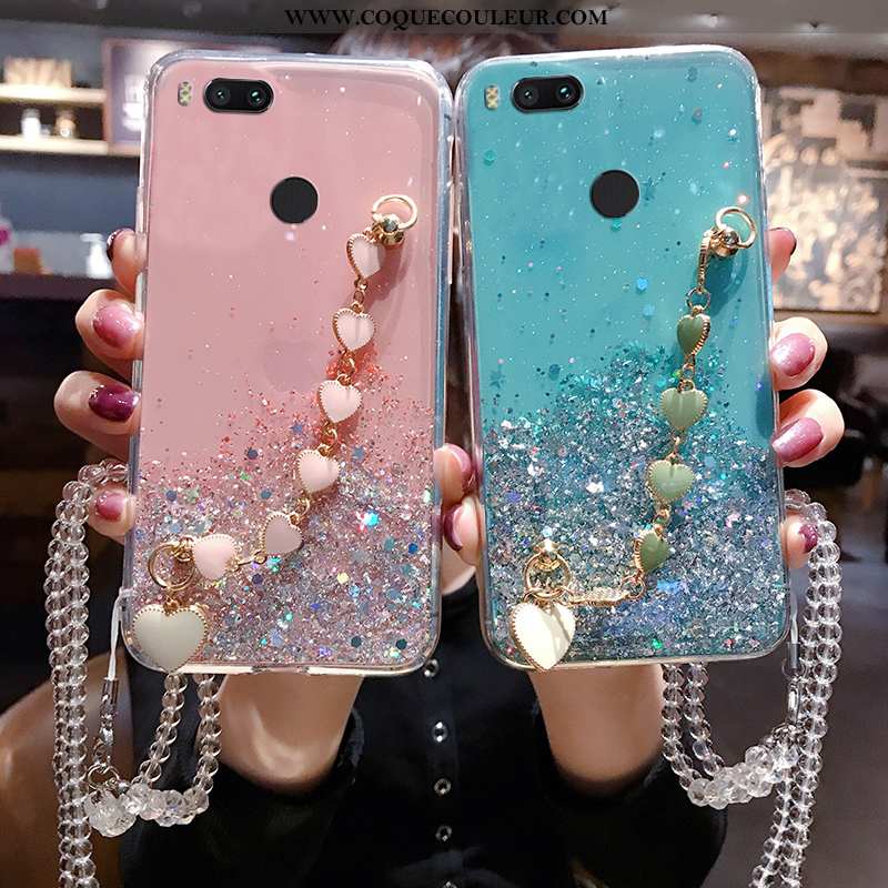 Coque Xiaomi Mi A1 Ornements Suspendus Cristal Tempérer, Housse Xiaomi Mi A1 Protection Rose