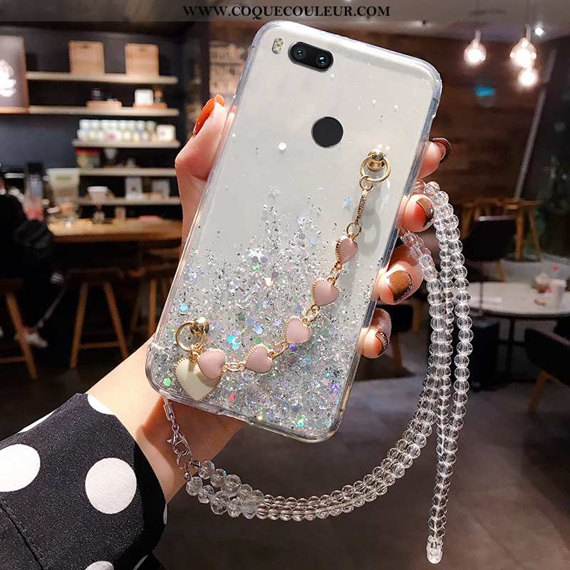 Coque Xiaomi Mi A1 Ornements Suspendus Cristal Tempérer, Housse Xiaomi Mi A1 Protection Rose