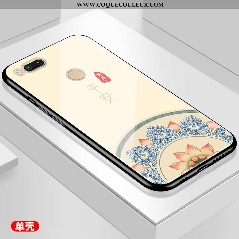 Coque Xiaomi Mi A1 Personnalité Bleu Téléphone Portable, Housse Xiaomi Mi A1 Verre Style Chinois