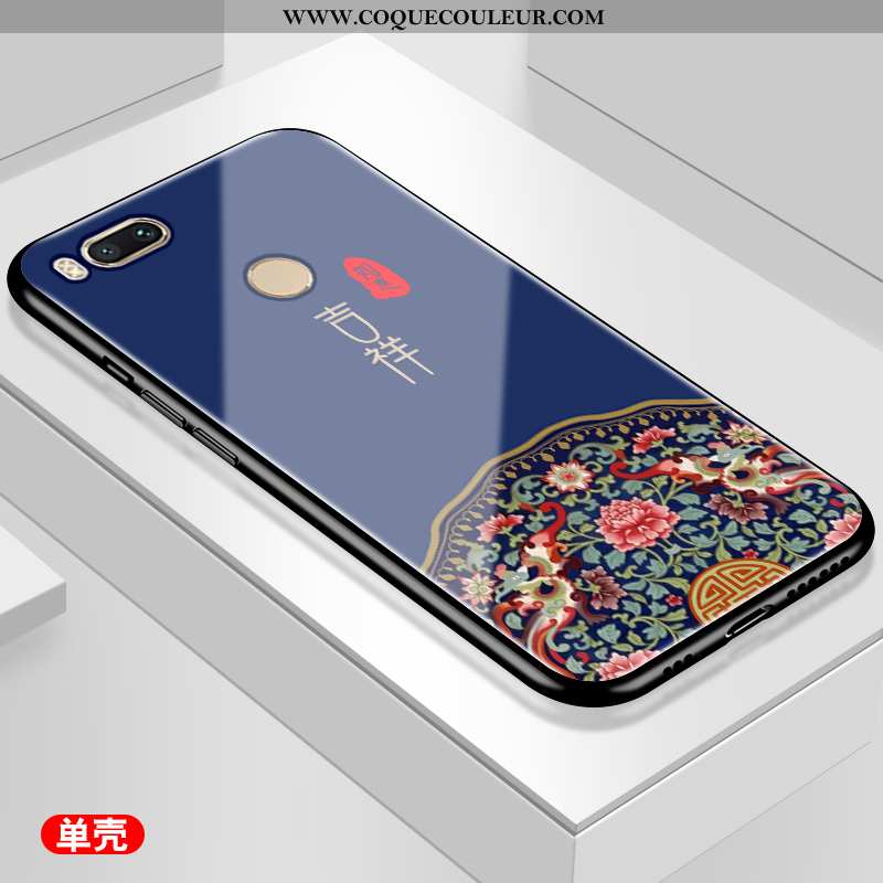 Coque Xiaomi Mi A1 Personnalité Bleu Téléphone Portable, Housse Xiaomi Mi A1 Verre Style Chinois