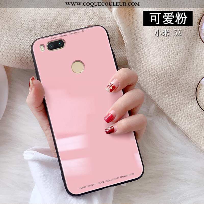 Housse Xiaomi Mi A1 Protection Rose Tendance, Étui Xiaomi Mi A1 Verre Petit