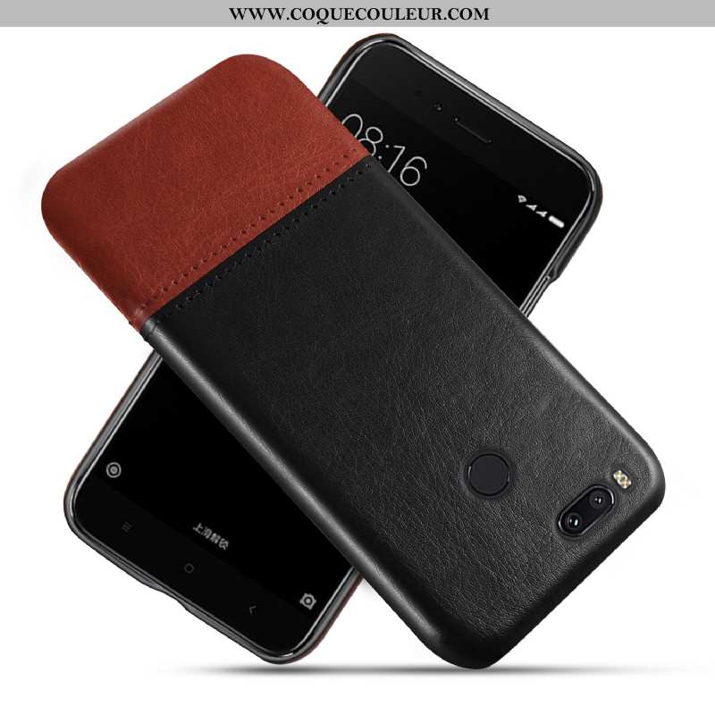 Coque Xiaomi Mi A1 Cuir Rouge Incassable, Housse Xiaomi Mi A1 Protection Difficile