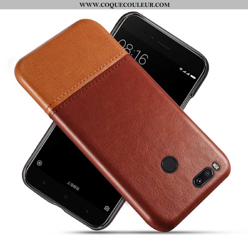 Coque Xiaomi Mi A1 Cuir Rouge Incassable, Housse Xiaomi Mi A1 Protection Difficile